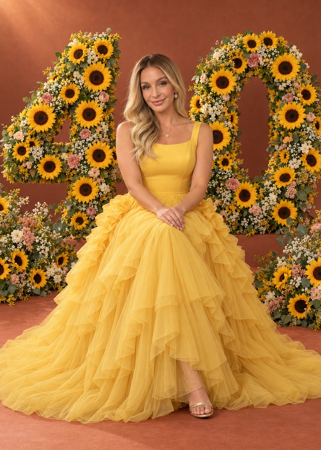 Sunflower 40th Birthday portrait template