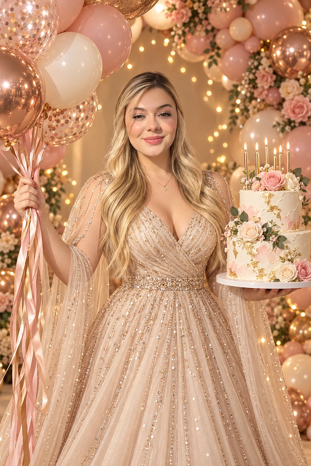 Champagne Birthday portrait template