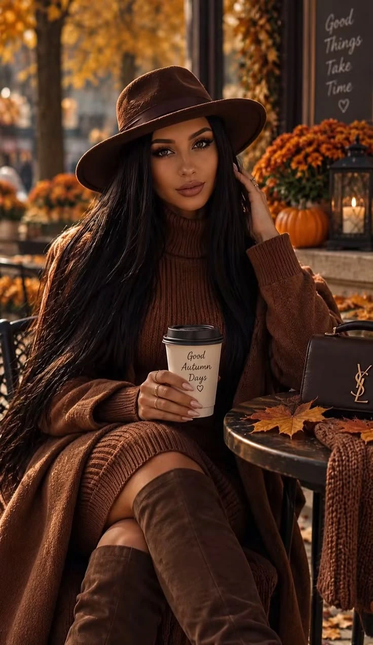 Cozy Autumn Café — Signature portrait inspiration