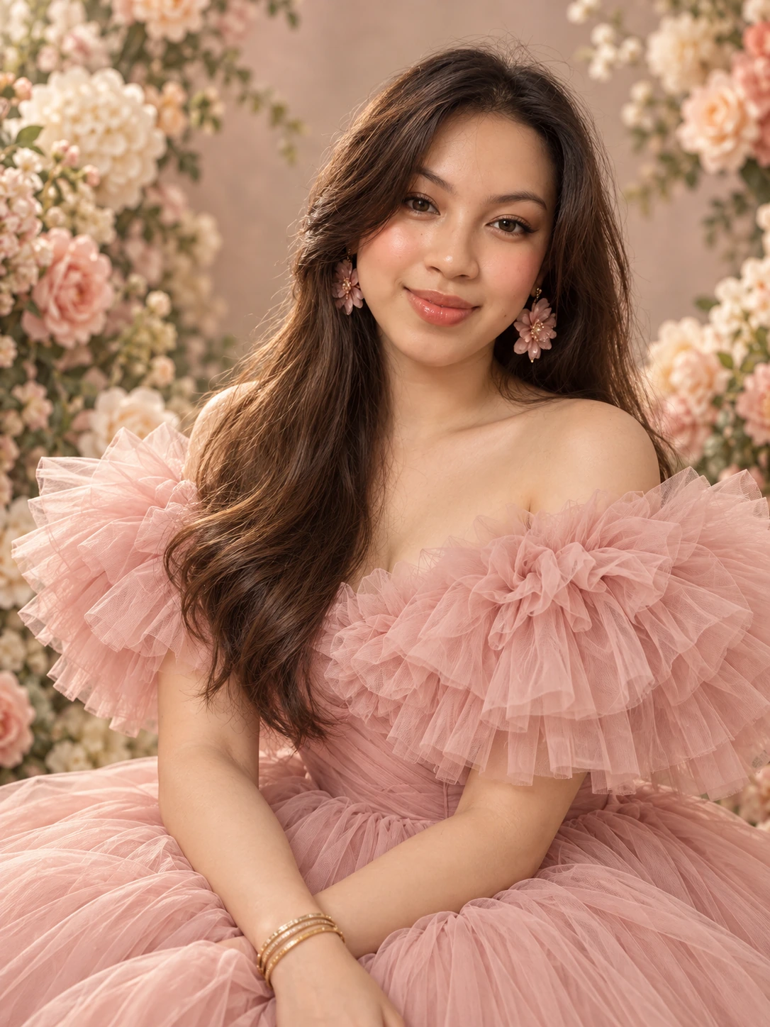 Romantic Blush Tulle portrait template