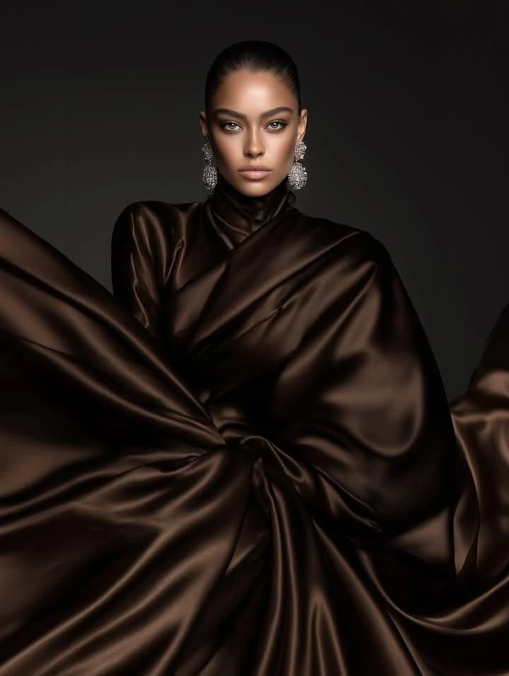 Chocolate Sculptural Satin — Signature portrait inspiration