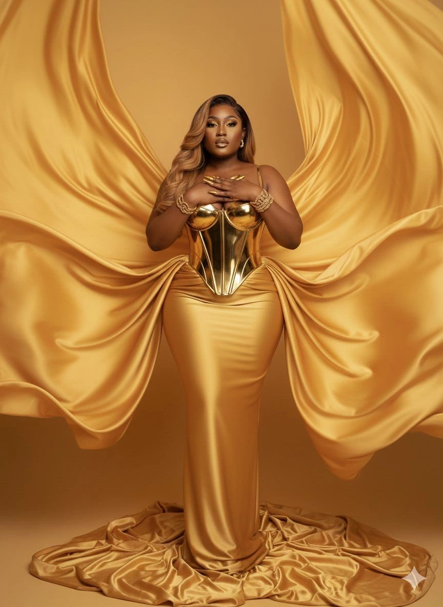 Golden Satin Wings — Signature portrait inspiration