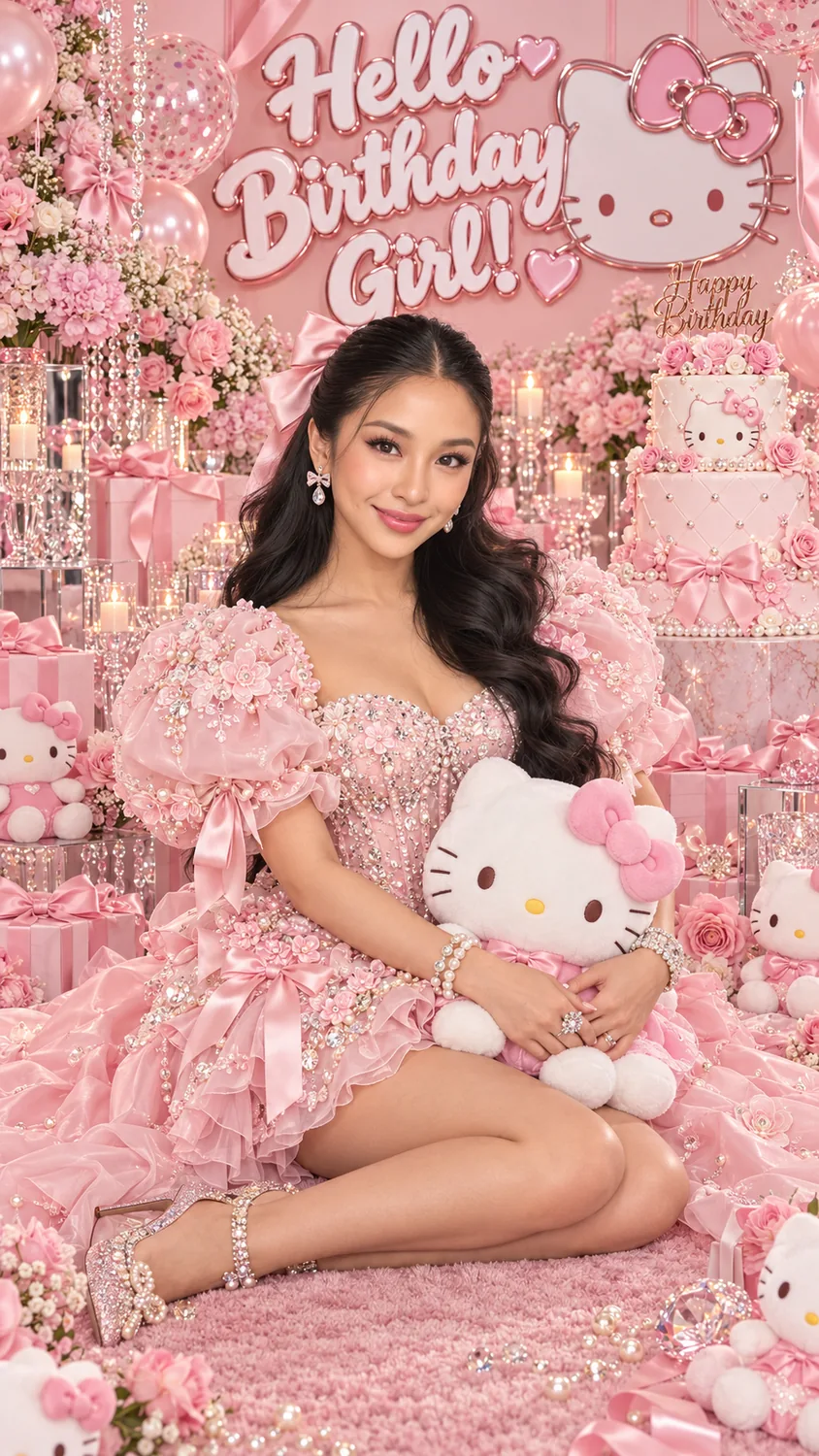Pink Birthday Princess portrait template inspiration