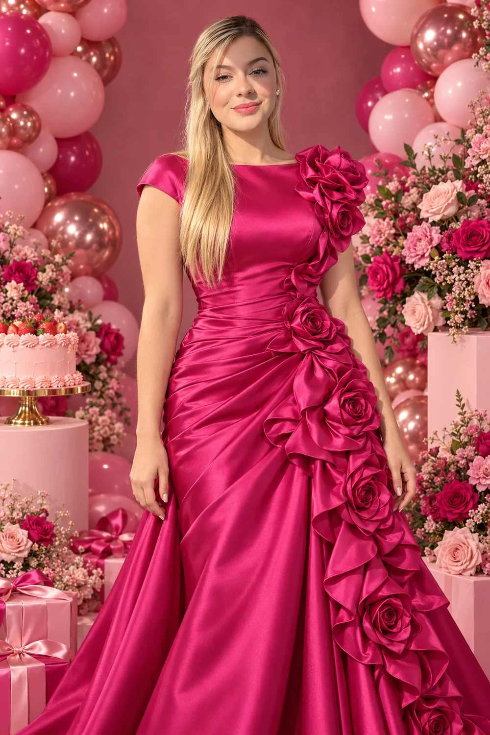 Fuchsia Rose Couture portrait template inspiration