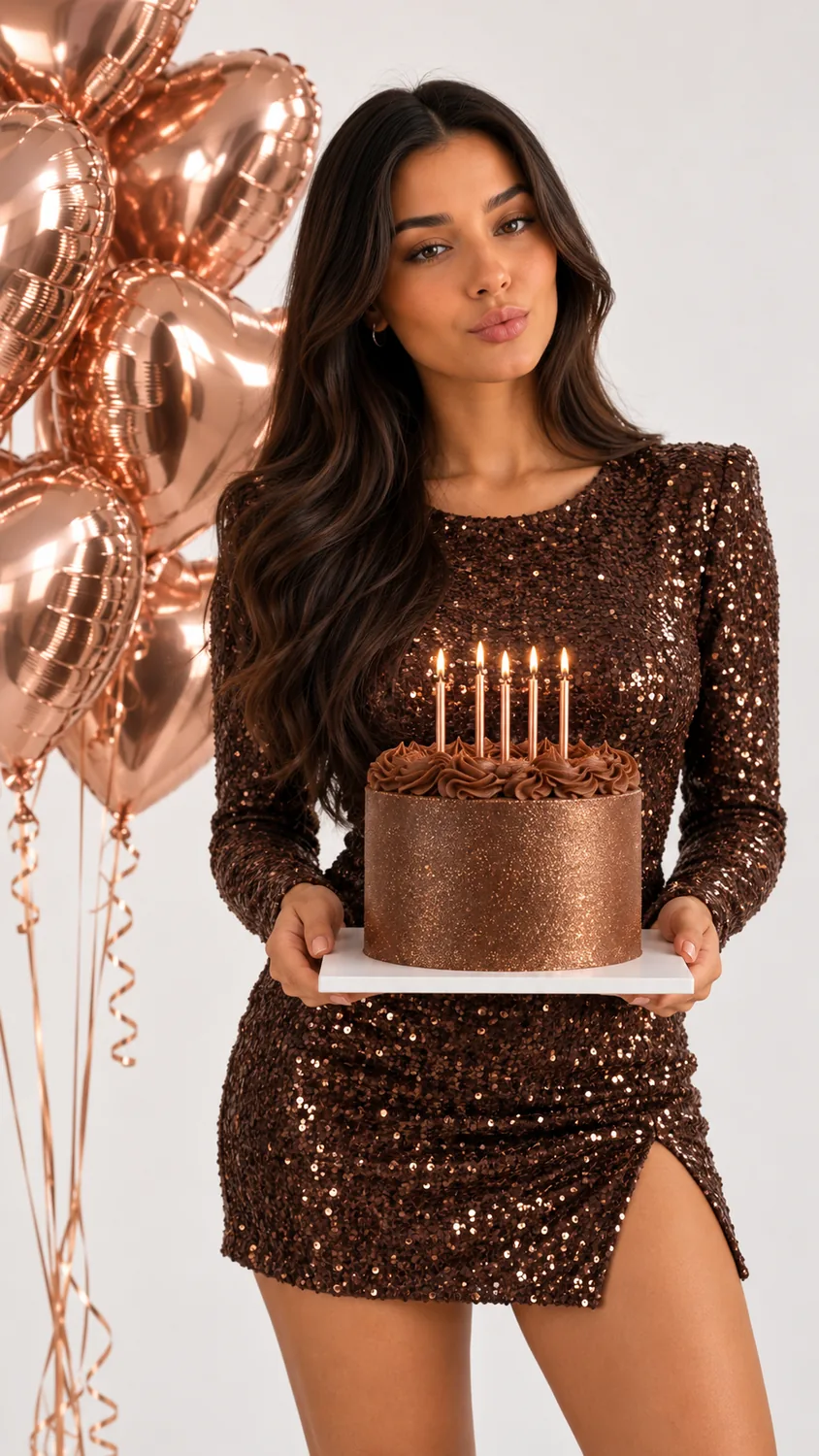 Rose Gold Sequin Birthday portrait template inspiration