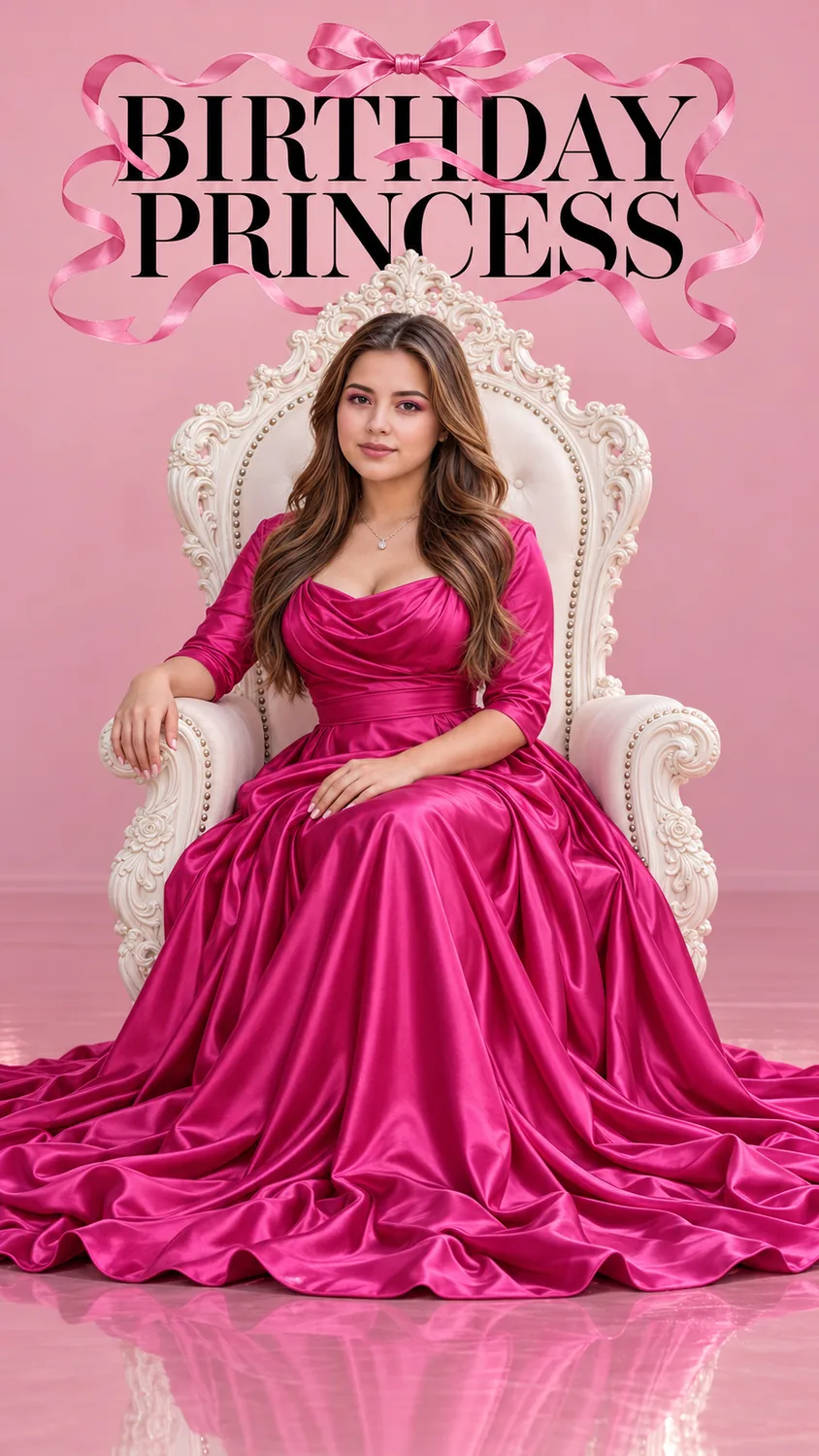Fuchsia Birthday Princess portrait template inspiration