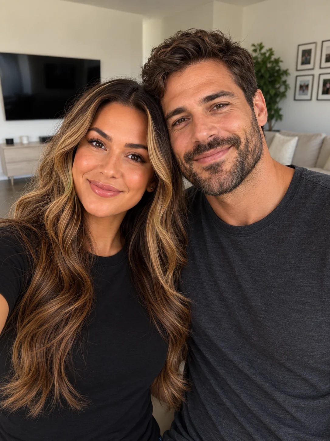 Before: a couple taking a casual selfie at home.
