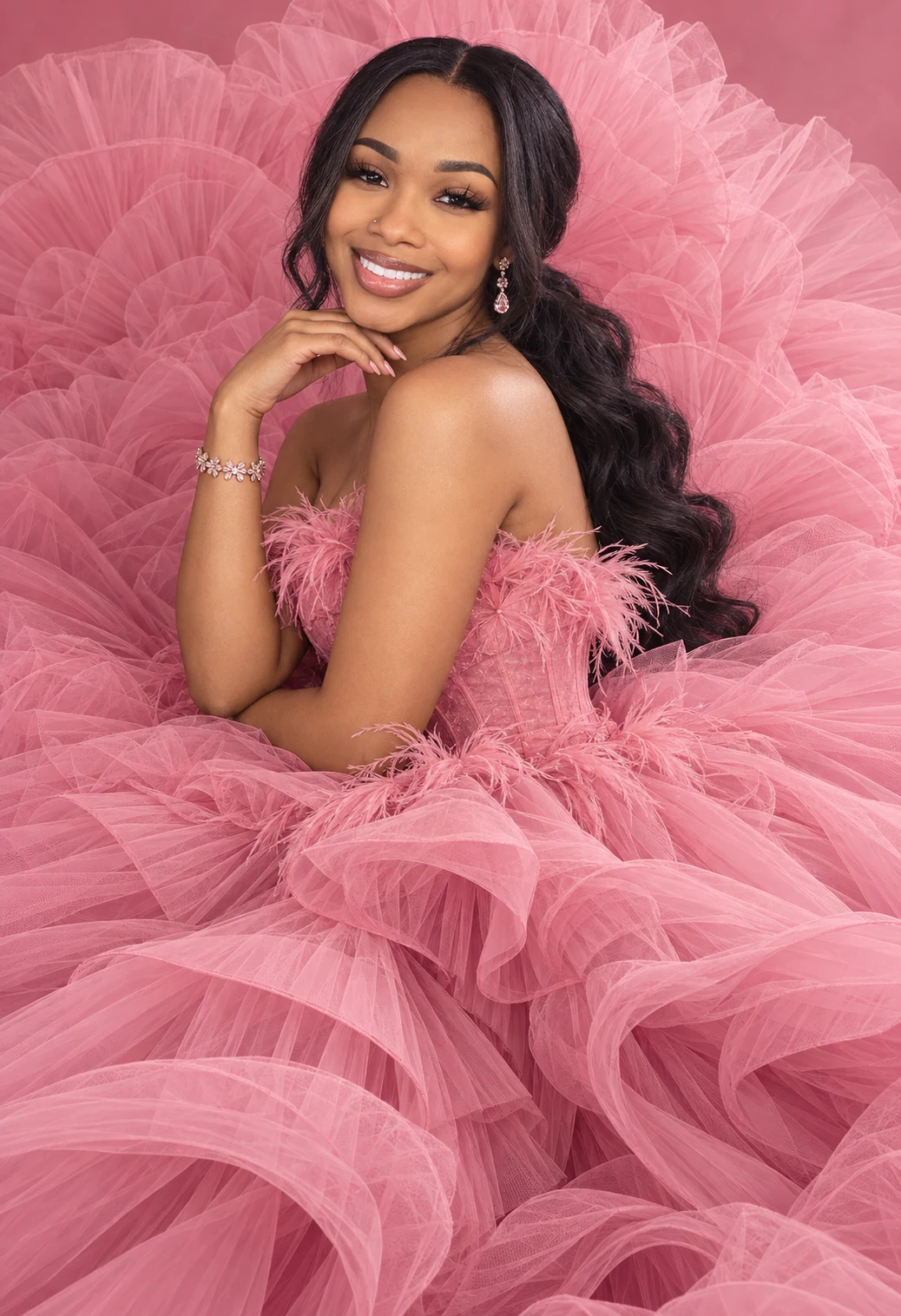 Signature Studio: pink tulle couture portrait