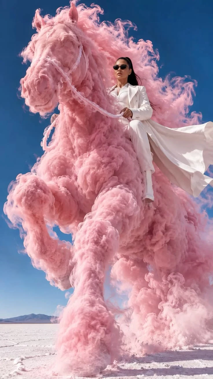 Creative Collection: rider on a pink cloud horse